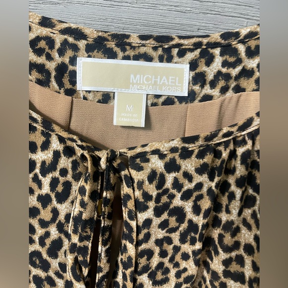 MK Michael Kors Georgette Leopard Animal Print Mini Dress Sz M Fall Fashion Chic - Picture 5 of 5